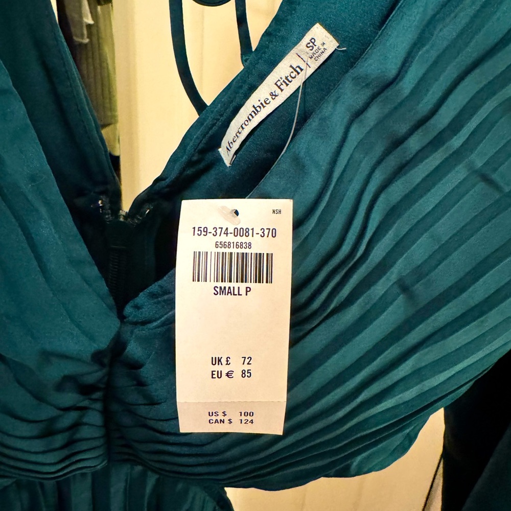 Abercrombie & Fitch, The A&F Giselle Pleated Cutout Mini Dress, Green